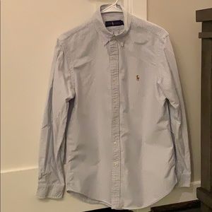 Ralph Lauren White Light Blue Stripe Dress Shirt